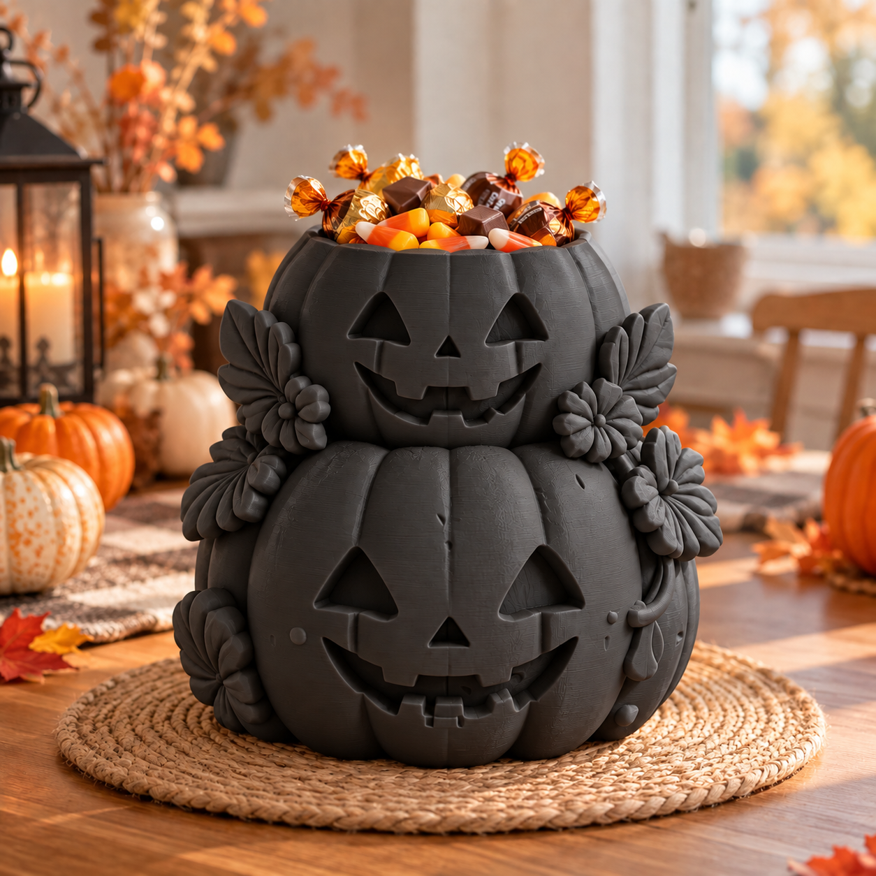 Bowl Decorativo- Torre de Calabazas Halloween 18 cm Negro -3