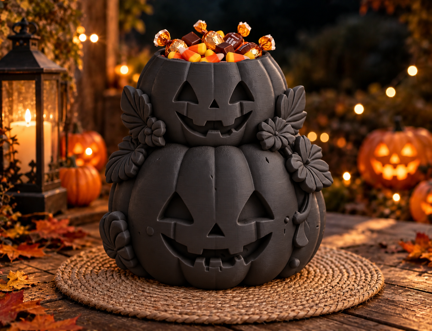 Bowl Decorativo- Torre de Calabazas Halloween 18 cm Negro -5