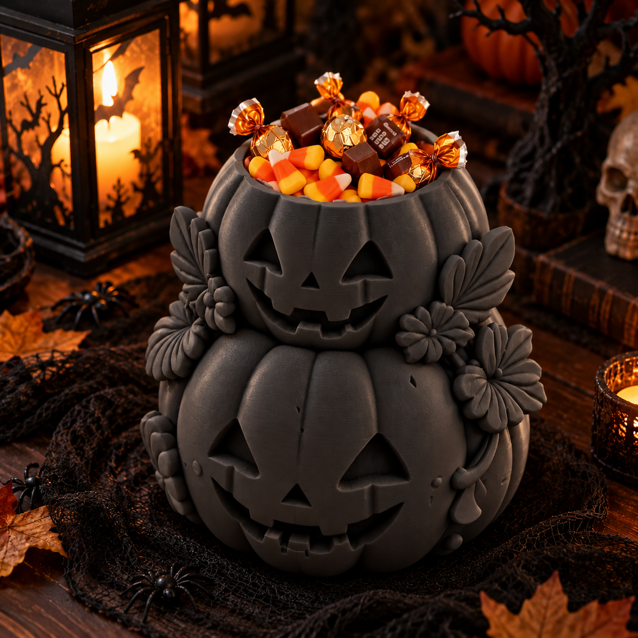 Bowl Decorativo- Torre de Calabazas Halloween 18 cm Negro -4