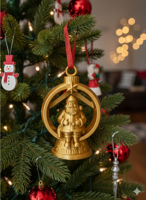 Adorno para el Árbol de Navidad- Papá Noel Dorado-1
