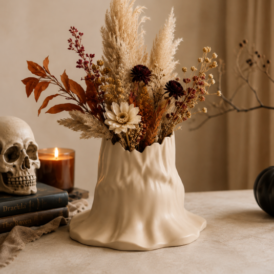 Jarrón de Adorno de Sombrero Beige 15 cm para Halloween-2