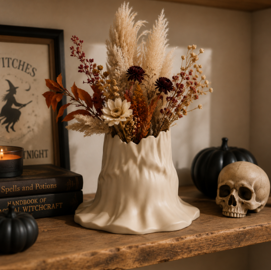 Jarrón de Adorno de Sombrero Beige 15 cm para Halloween-3