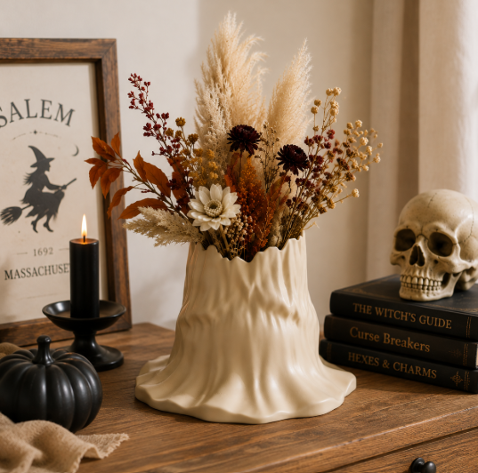 Jarrón de Adorno de Sombrero Beige 15 cm para Halloween-4