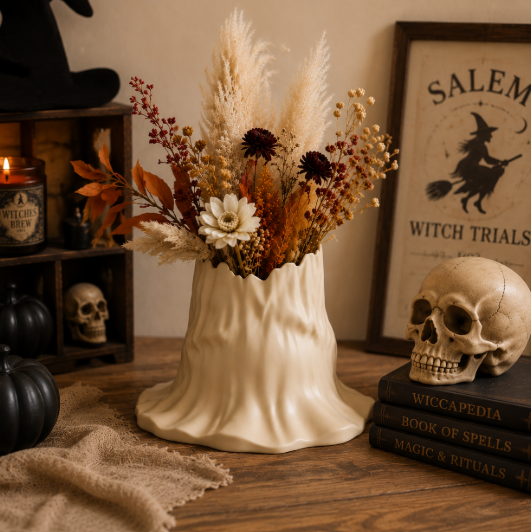 Jarrón de Adorno de Sombrero Beige 15 cm para Halloween-5