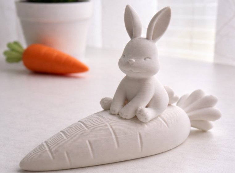 Escultura- Conejo de Pascua Tierno Sobre Zanahoria-4