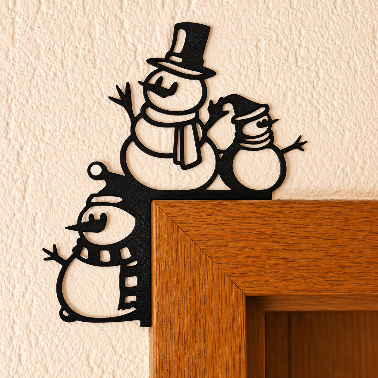 Decoración Navidad Prints Patro -Marco de Puerta Estilo Muñecos de Nieve Blanco-5