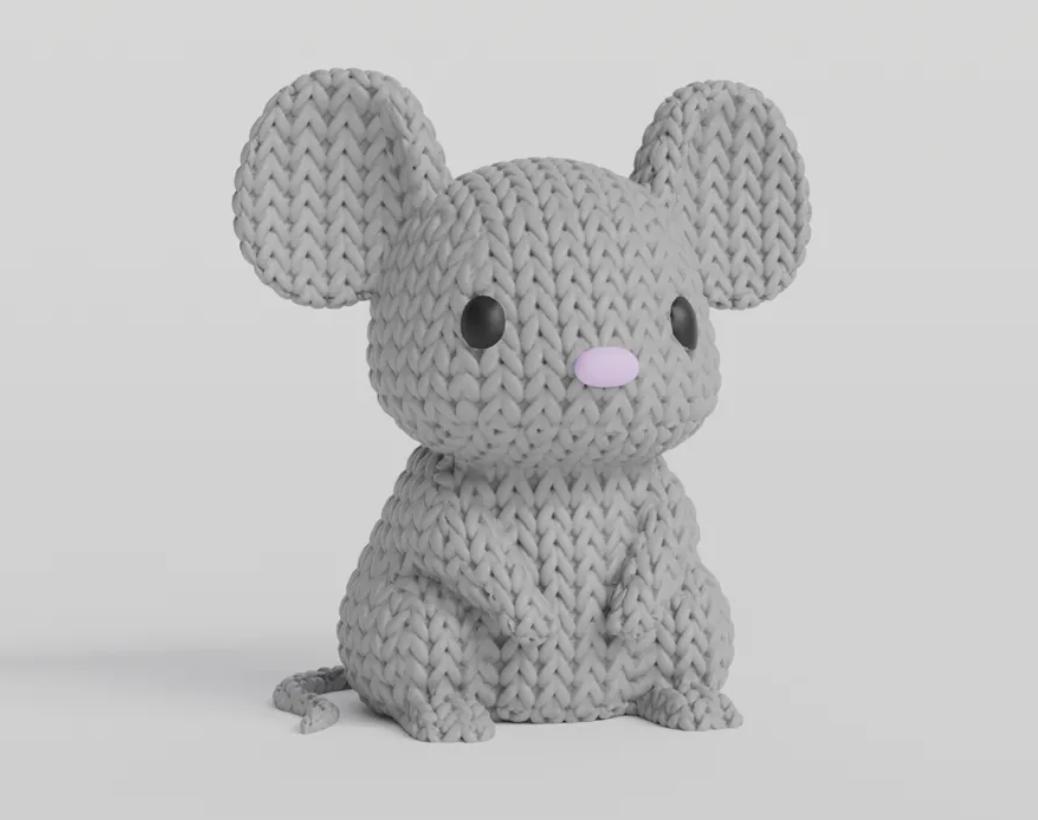 Mini Figura - Ratón Estilo Tejido-3