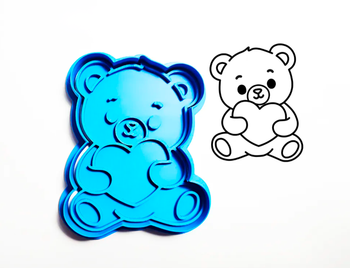 Cortador y Sello de Galletas - Oso con Corazón-2