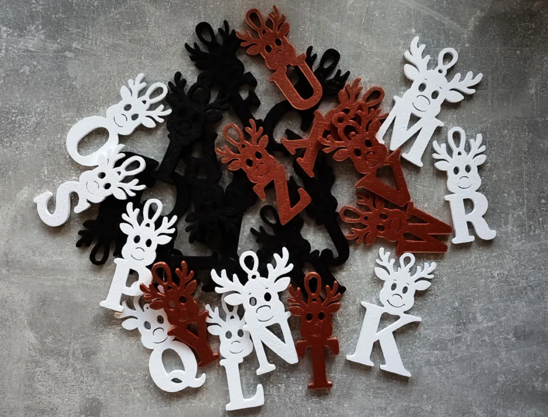 Adornos navideños Abecedario - Diseño Alce (letras A-Z)-2