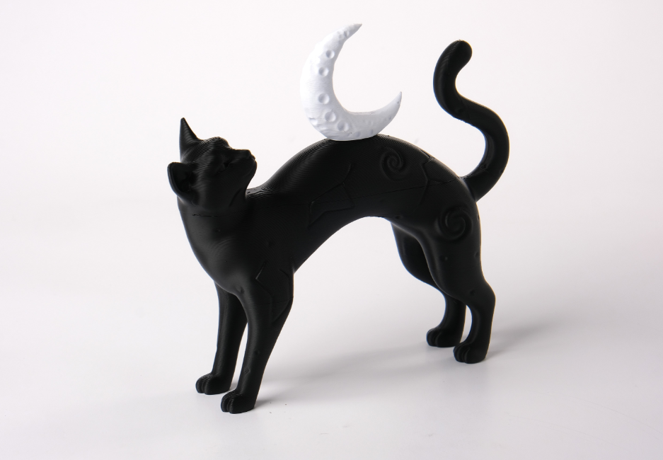 Escultura Decorativa- Gato Sobre Luna-2