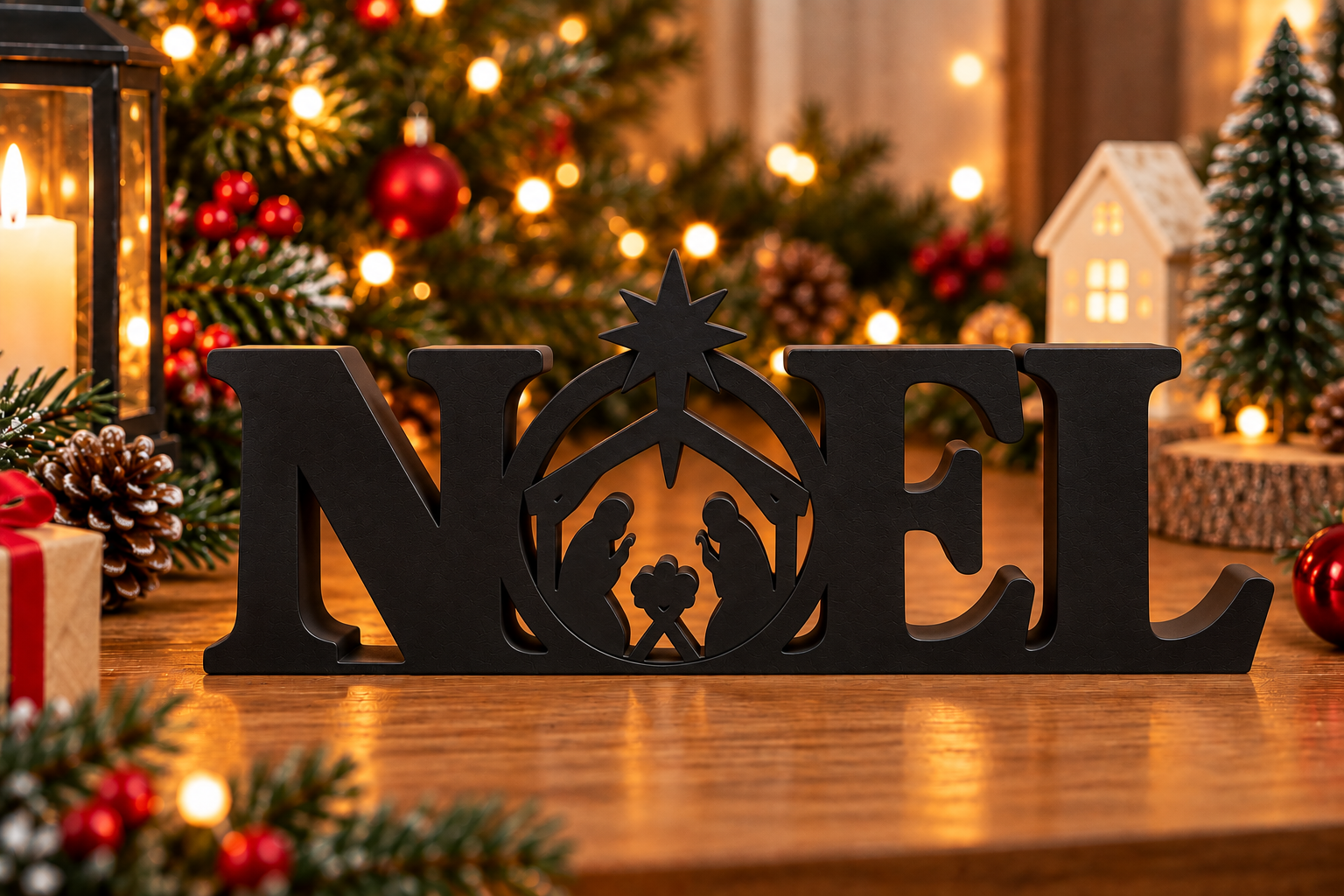 Decoración Navideña Prints Patro - Estilo Pesebre Noel Negro-4