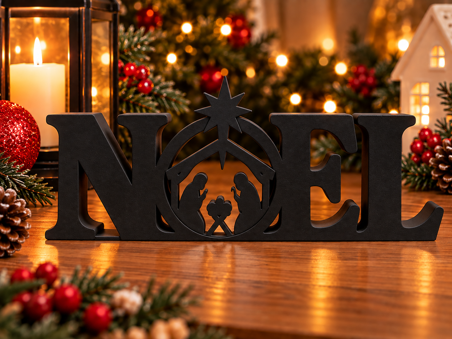 Decoración Navideña Prints Patro - Estilo Pesebre Noel Negro-5