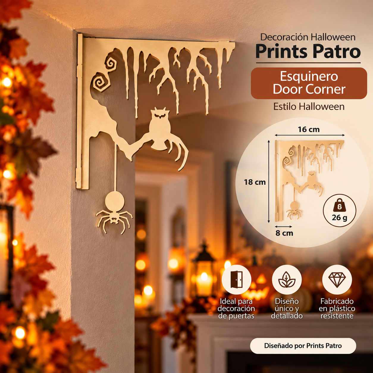 Decoración Halloween Prints Patro - Esquinero Door Corner Beige-1