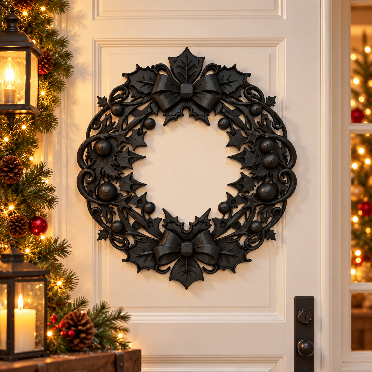 Decoración Navidad Prints Patro - Estilo Corona Navideña Negro-0