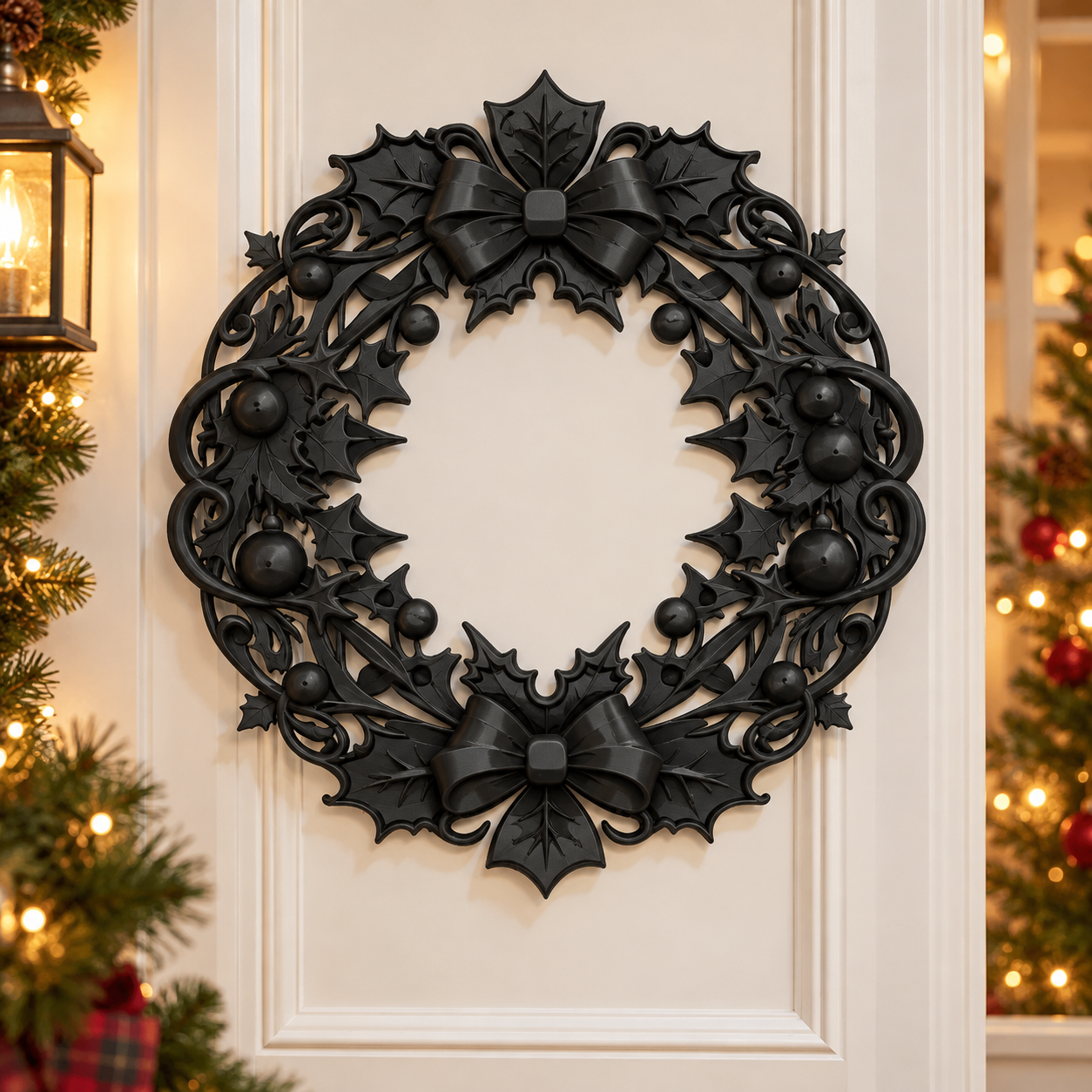 Decoración Navidad Prints Patro - Estilo Corona Navideña Negro-4
