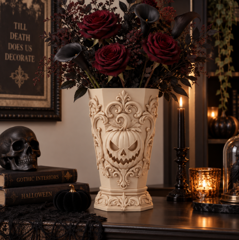 Jarrón de Calabaza Gótico de Halloween para Hogar-3