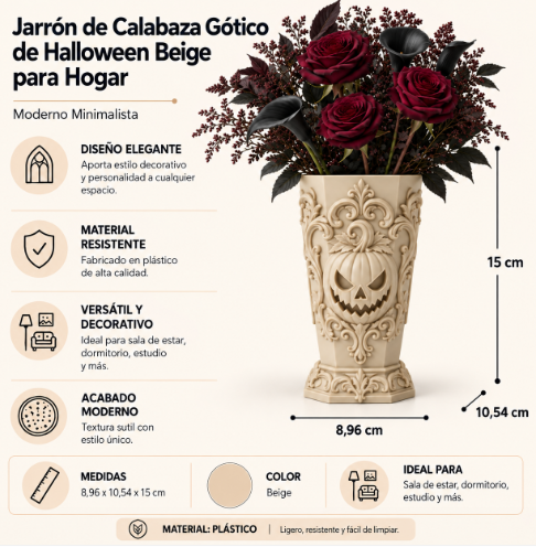 Jarrón de Calabaza Gótico de Halloween para Hogar-7