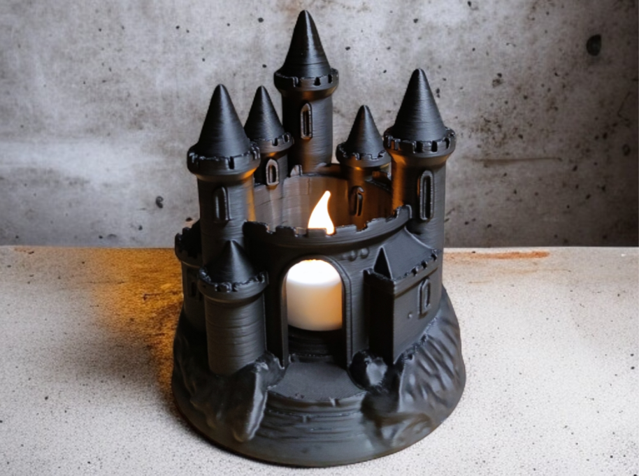 Portavelas LED- Castillo Negro-2