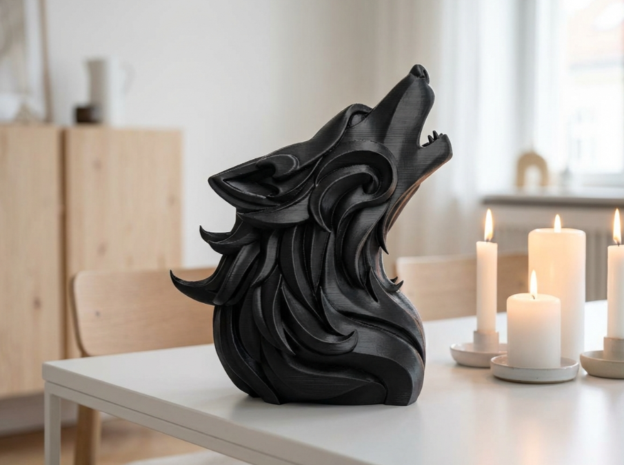 Escultura- Lobo Alfa Aullando -1