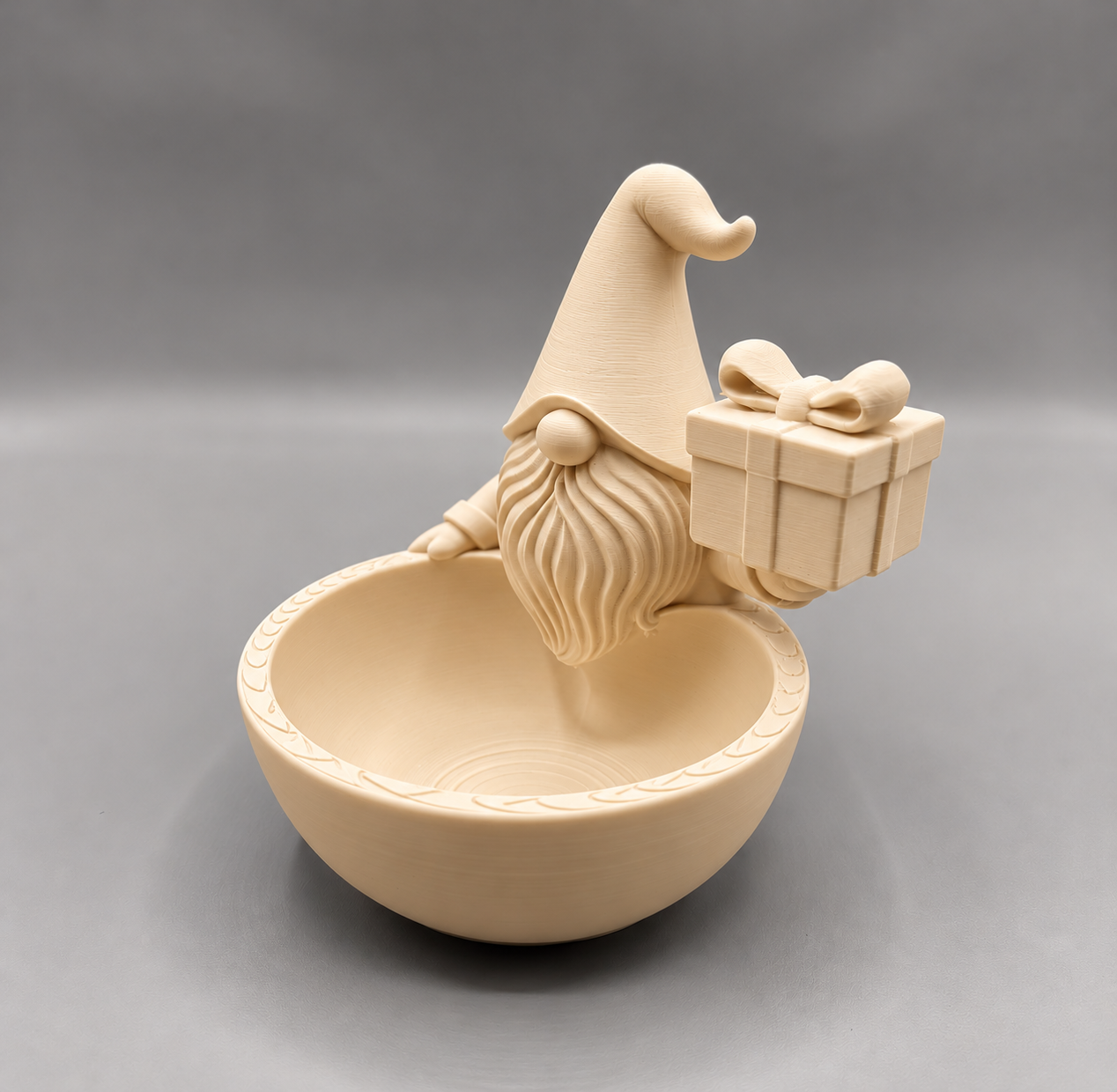 Bowl Decorativo- Gnomo de Navidad 15 cm Beige -3