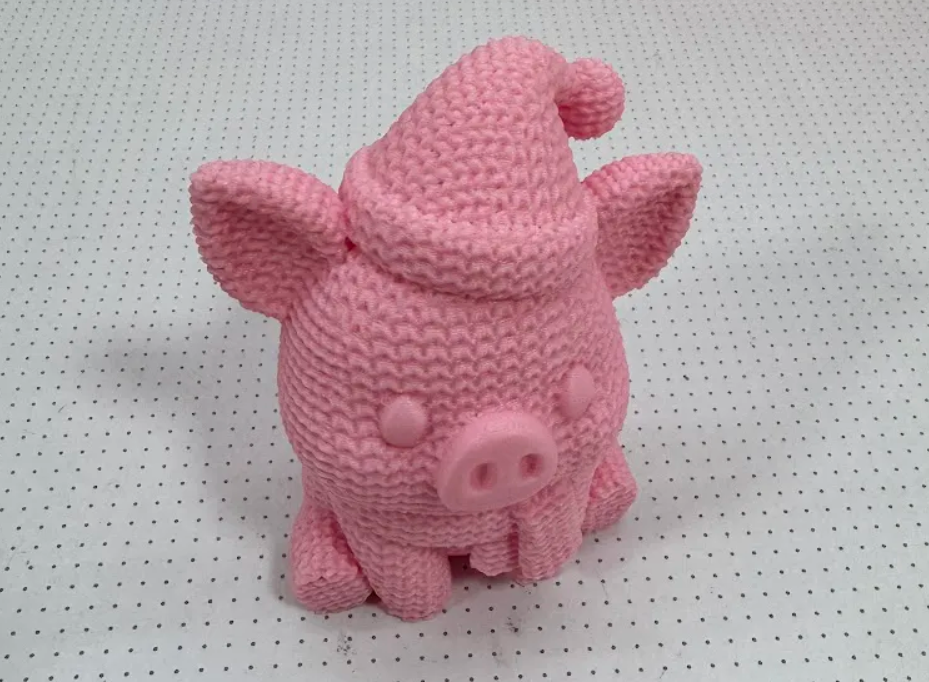 Adorno - Cerdito de navidad estilo tejido-2