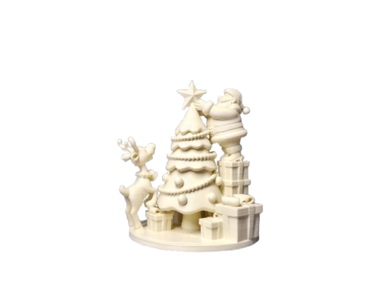 Figura Navideña - Diorama Papá Noel, Reno y Árbol-2