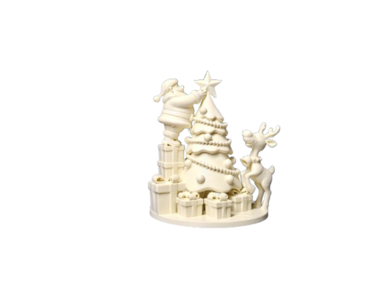 Figura Navideña - Diorama Papá Noel, Reno y Árbol-3