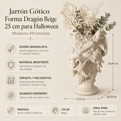 Jarrón Gótico Forma Dragón 25 cm para Halloween-1