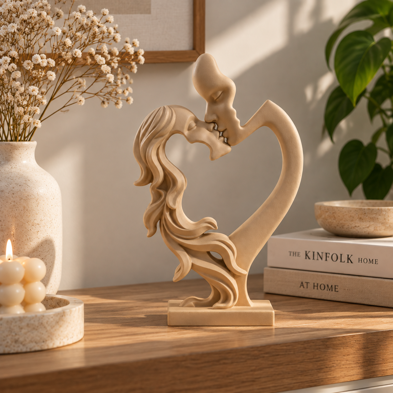 Escultura Elegante Prints Patro - Estilo Pareja Amorosa Beige-5