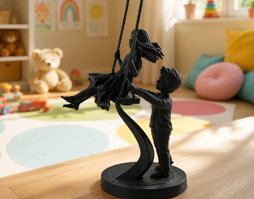 Escultura Decorativa Prints Patro- Niños en Columpio-4