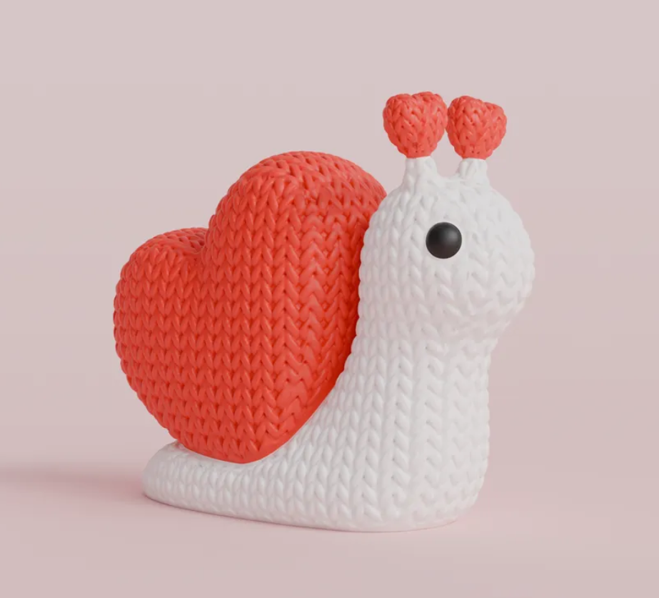 Caracol de San Valentín tejido-3