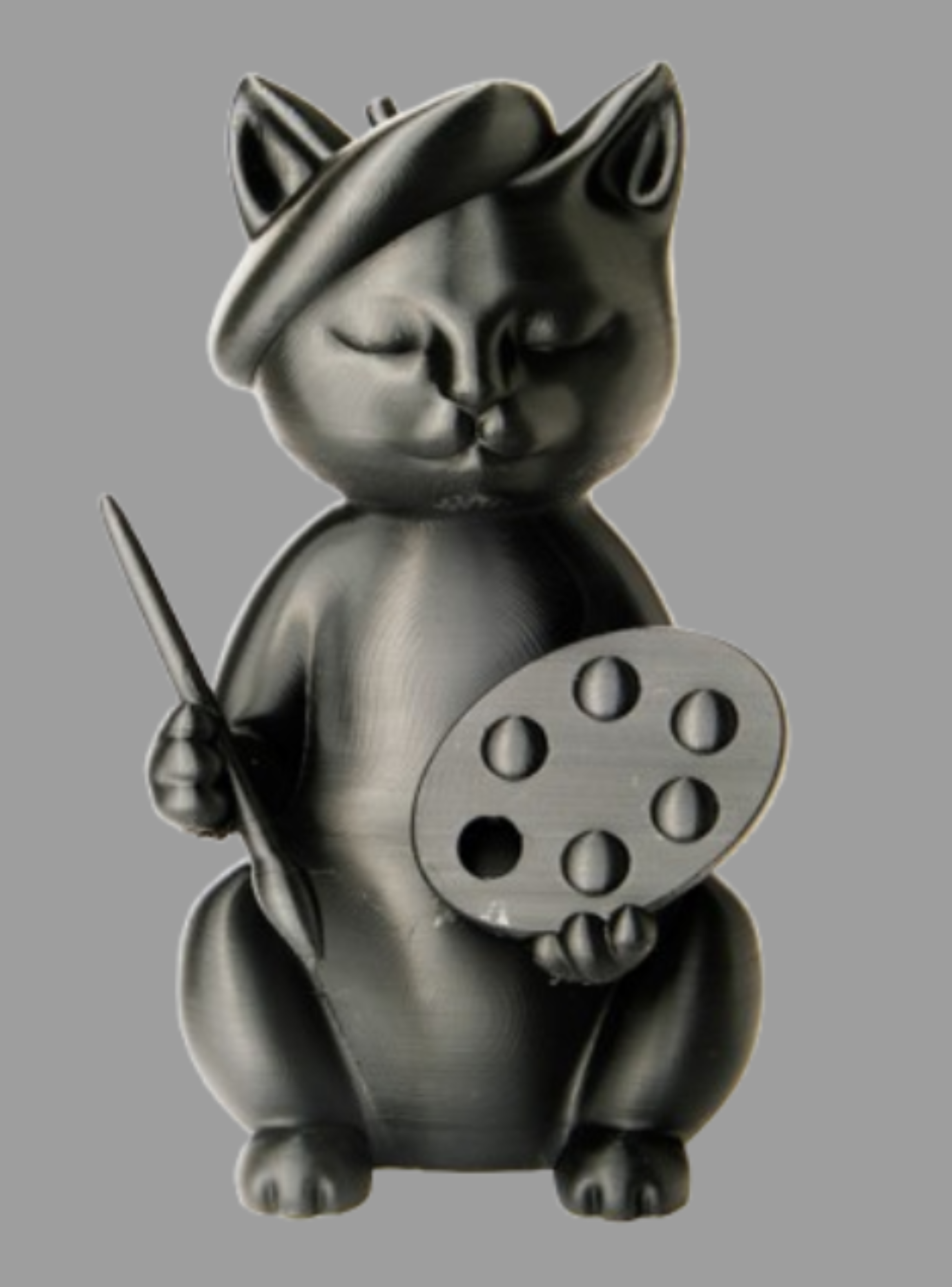 Figura Decoración- Escultura Gato Pintor-1