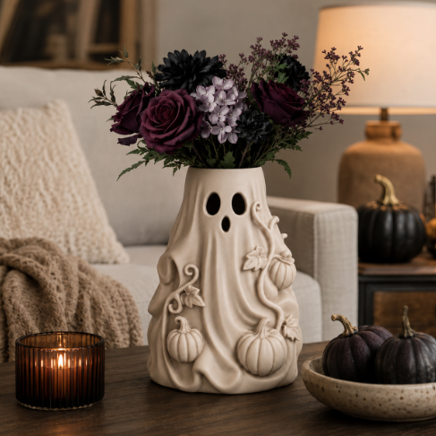 Jarrón de flores fantasma para Halloween-2