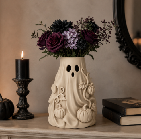 Jarrón de flores fantasma para Halloween-3
