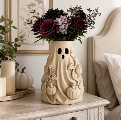 Jarrón de flores fantasma para Halloween-4