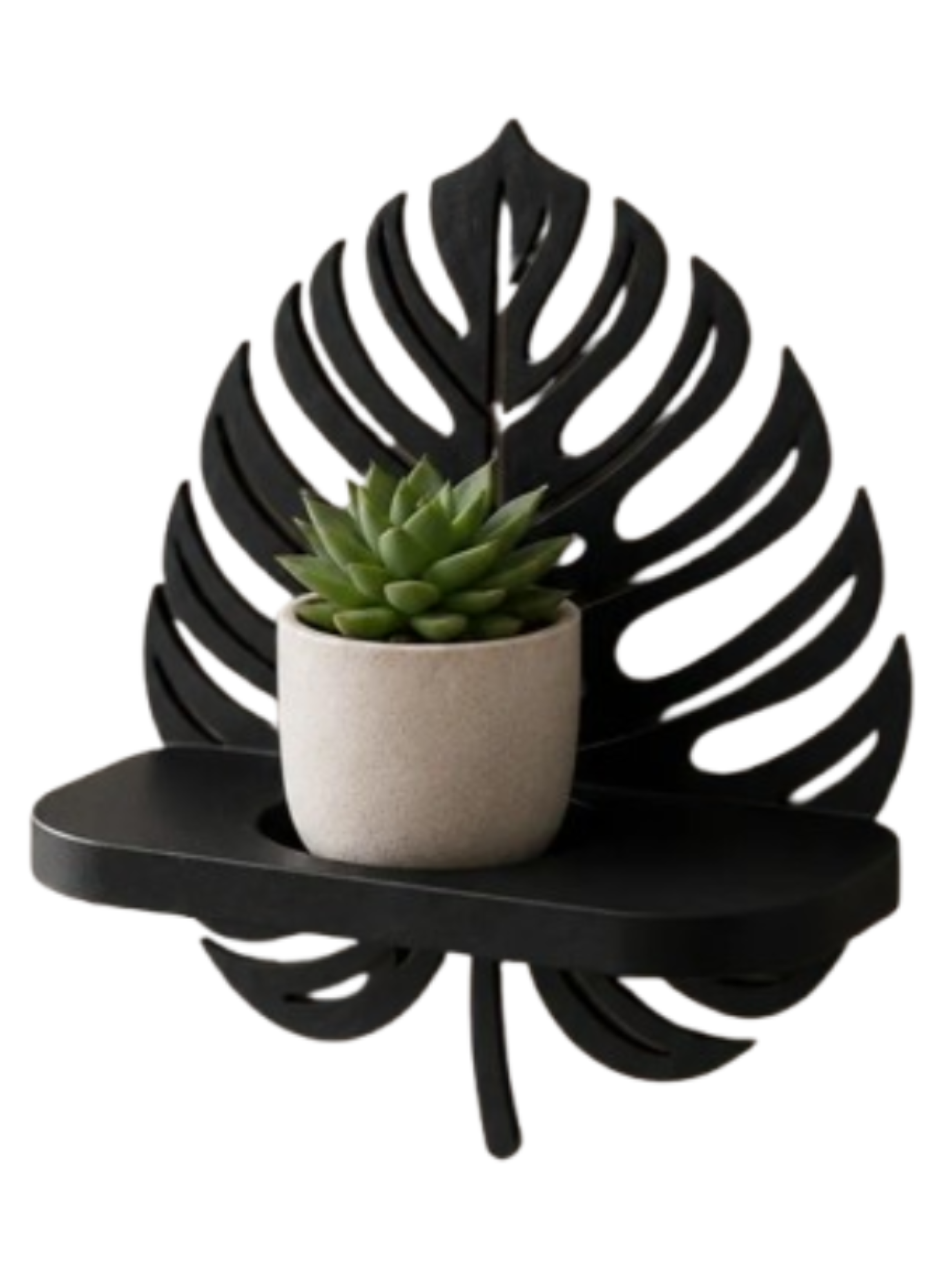 Decoración Elegante Prints Patro - Estante de Pared Mini Monstera Negra-0