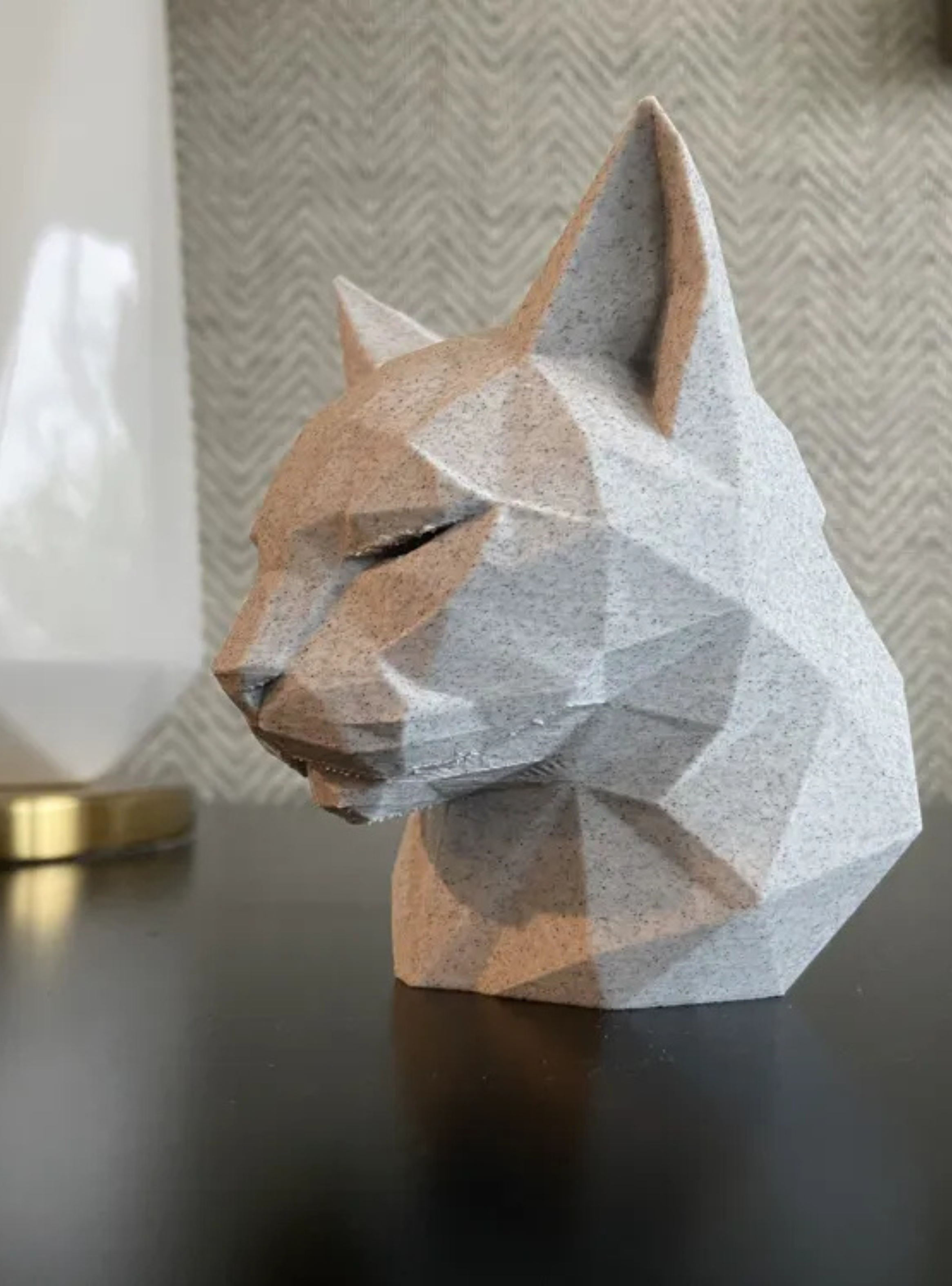 Escultura Elegante Prints Patro - Minimalista de Cabeza Gato -2
