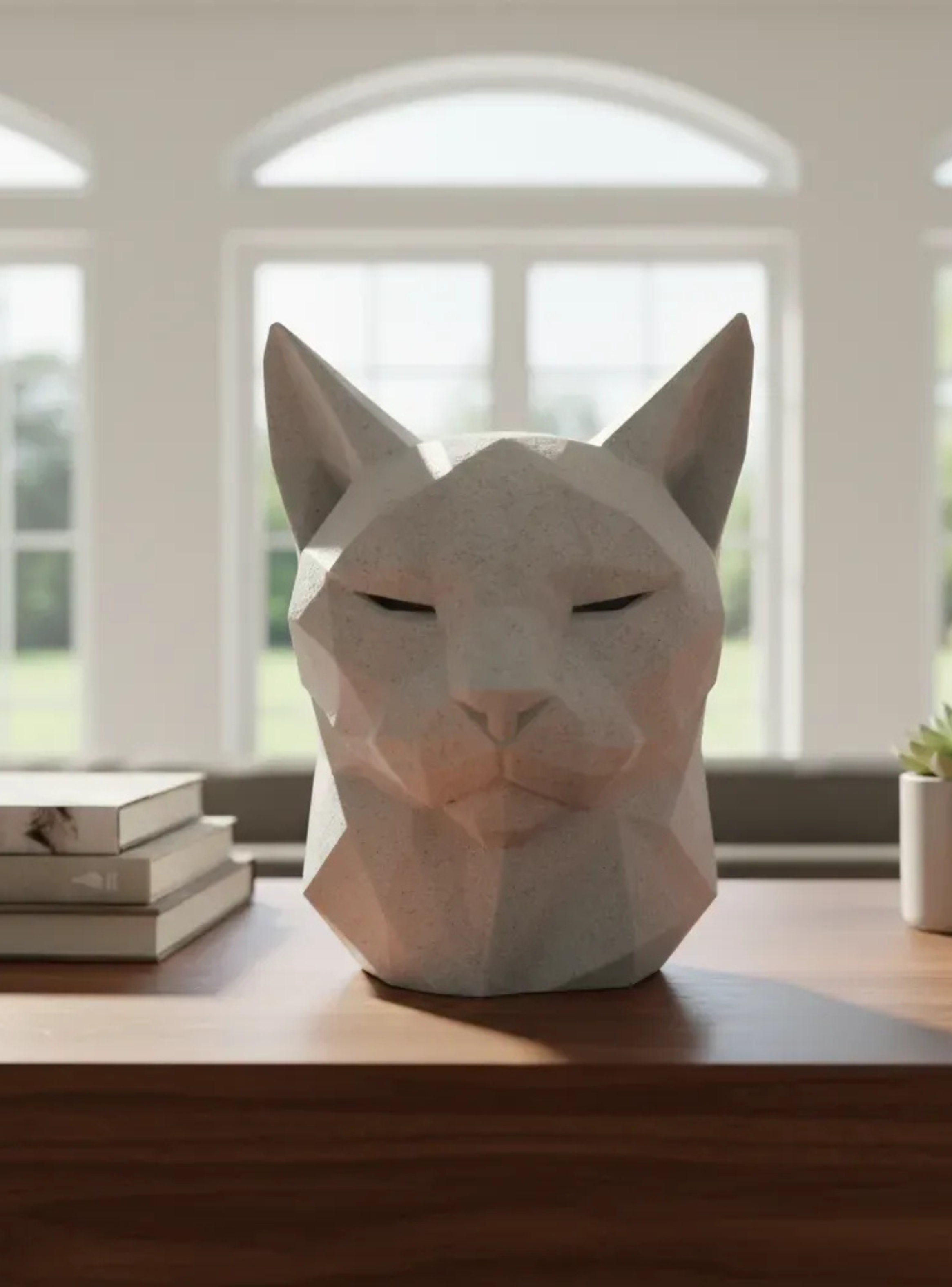 Escultura Elegante Prints Patro - Minimalista de Cabeza Gato -3