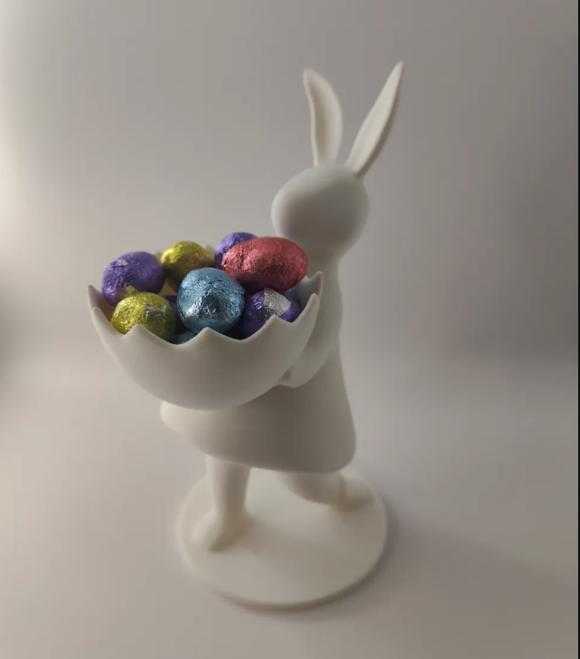 Figura conejo de pascua con tazón para huevos-2