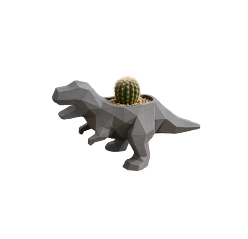 Macetero Decorativo Hogar- Maceta T-Rex 15 cm Gris -0