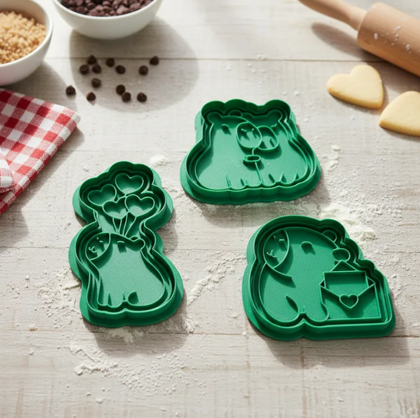 Cortadores de galletas capibara - San Valentín (pack 3 un)-3