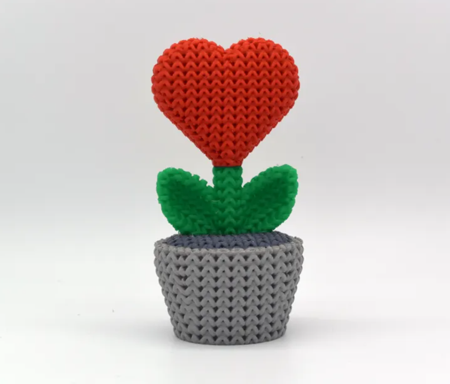 Mini Figura - Planta corazón Estilo Tejido-2