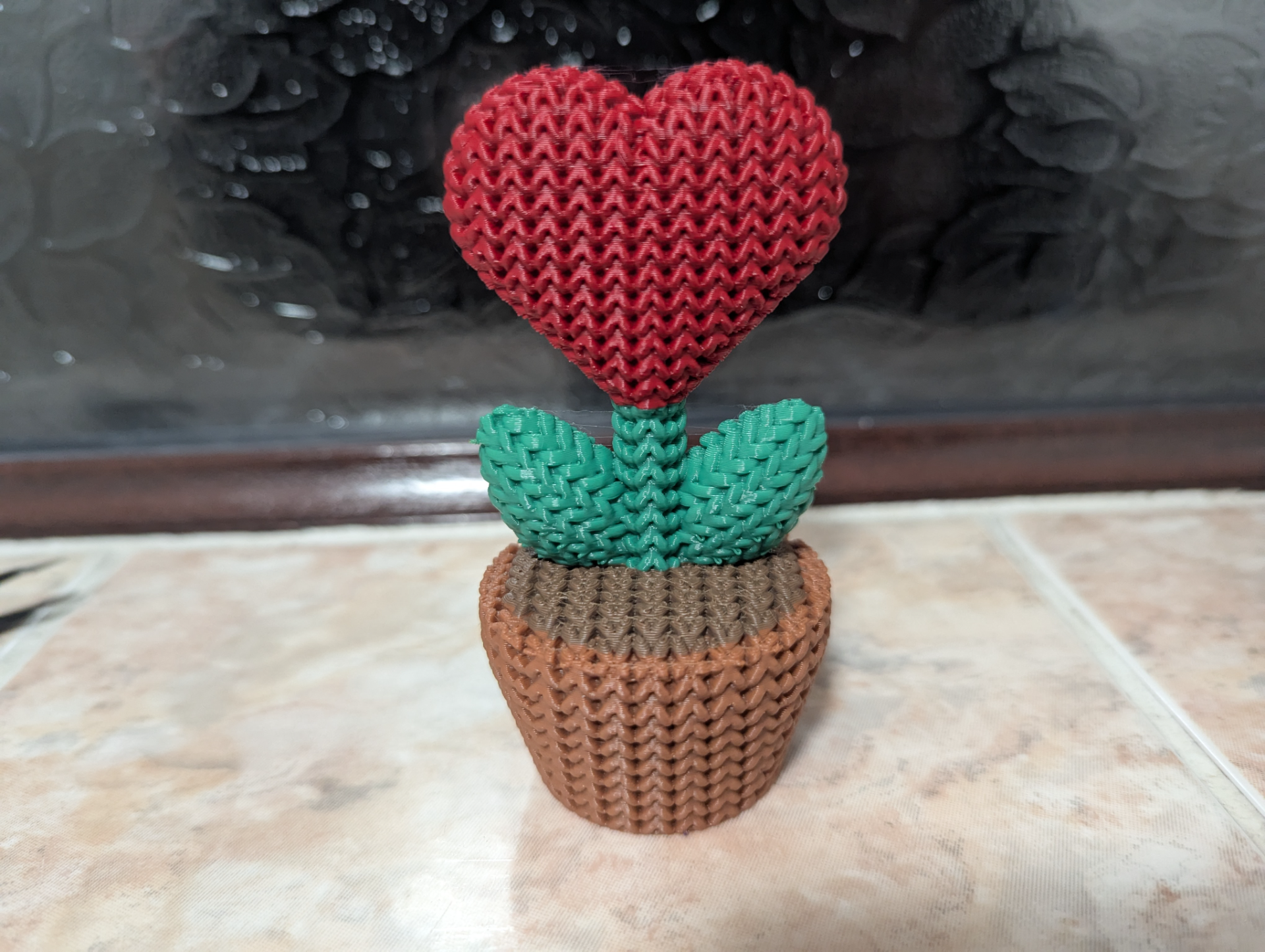 Mini Figura - Planta corazón Estilo Tejido-3
