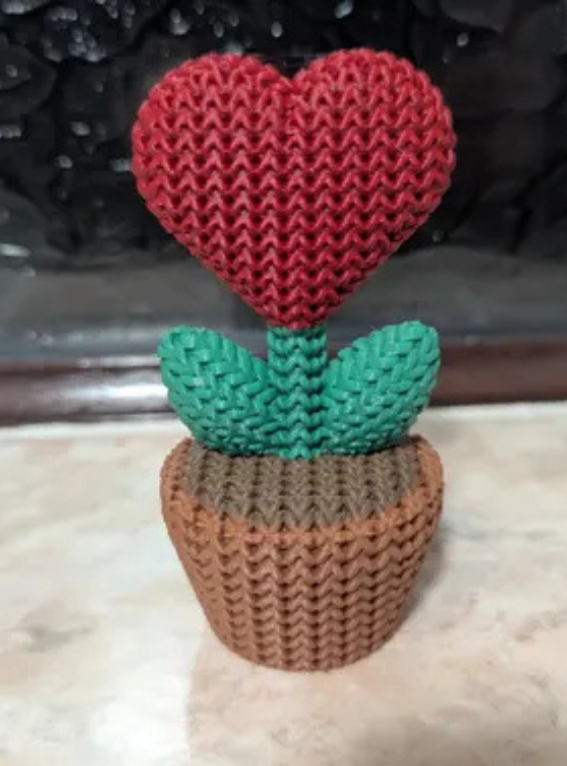 Mini Figura - Planta corazón Estilo Tejido-2