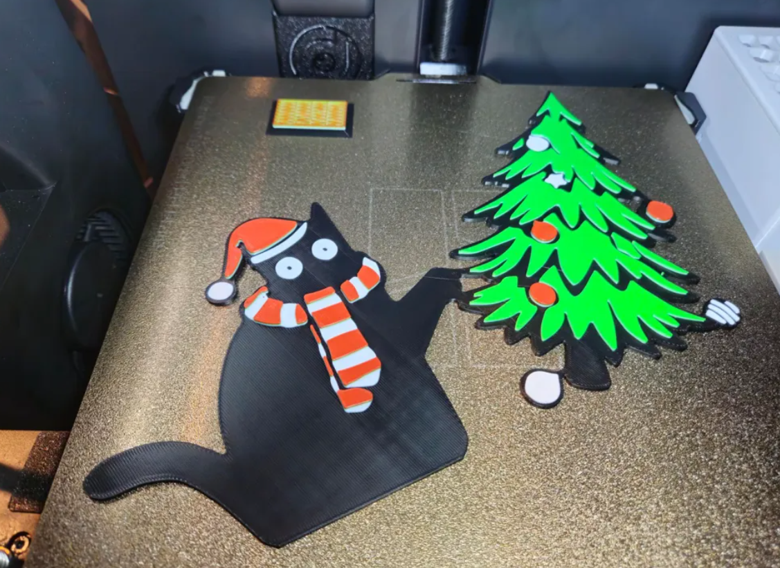 Adorno Esquinero de Puerta - Gato Negro VS Árbol de Navidad-2