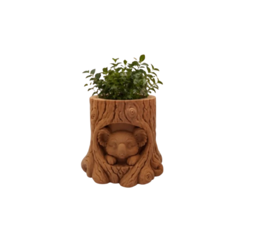 Macetero Decorativo Hogar- Forma Koala 10 cm Marrón-0