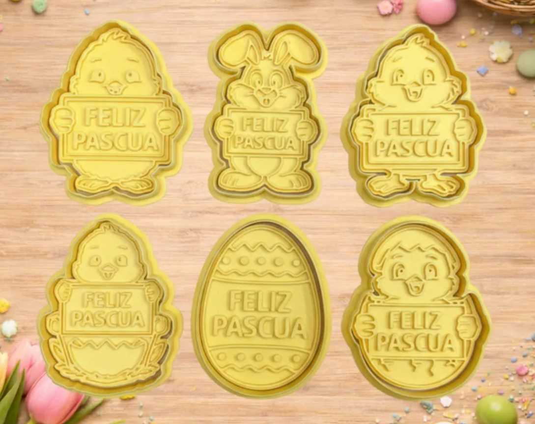 Cortadores de galletas - Feliz pascua (pack 6 un)-3