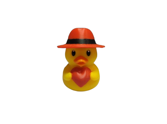 Pato con sombrero sujetando un corazón-0