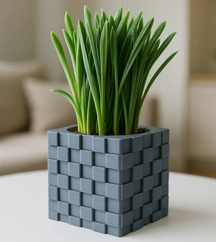 Macetero diseño pixelado cúbico-2