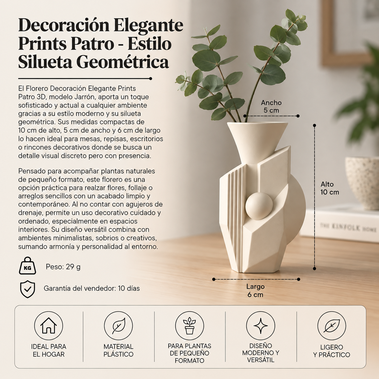 Decoración Elegante Prints Patro - Jarrón Estilo Silueta Geométrica-4